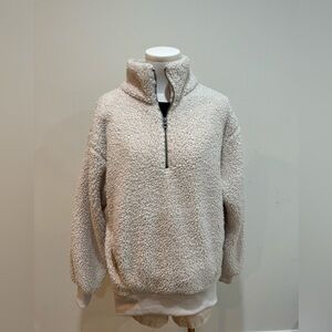 American Eagle Outfitters Cream Sherpa Jacket